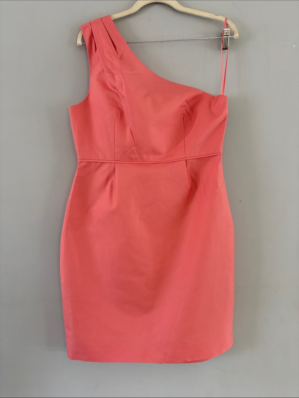 🎊J. Crew One-Shoulder Cotton Coral Sheath Mini Dress